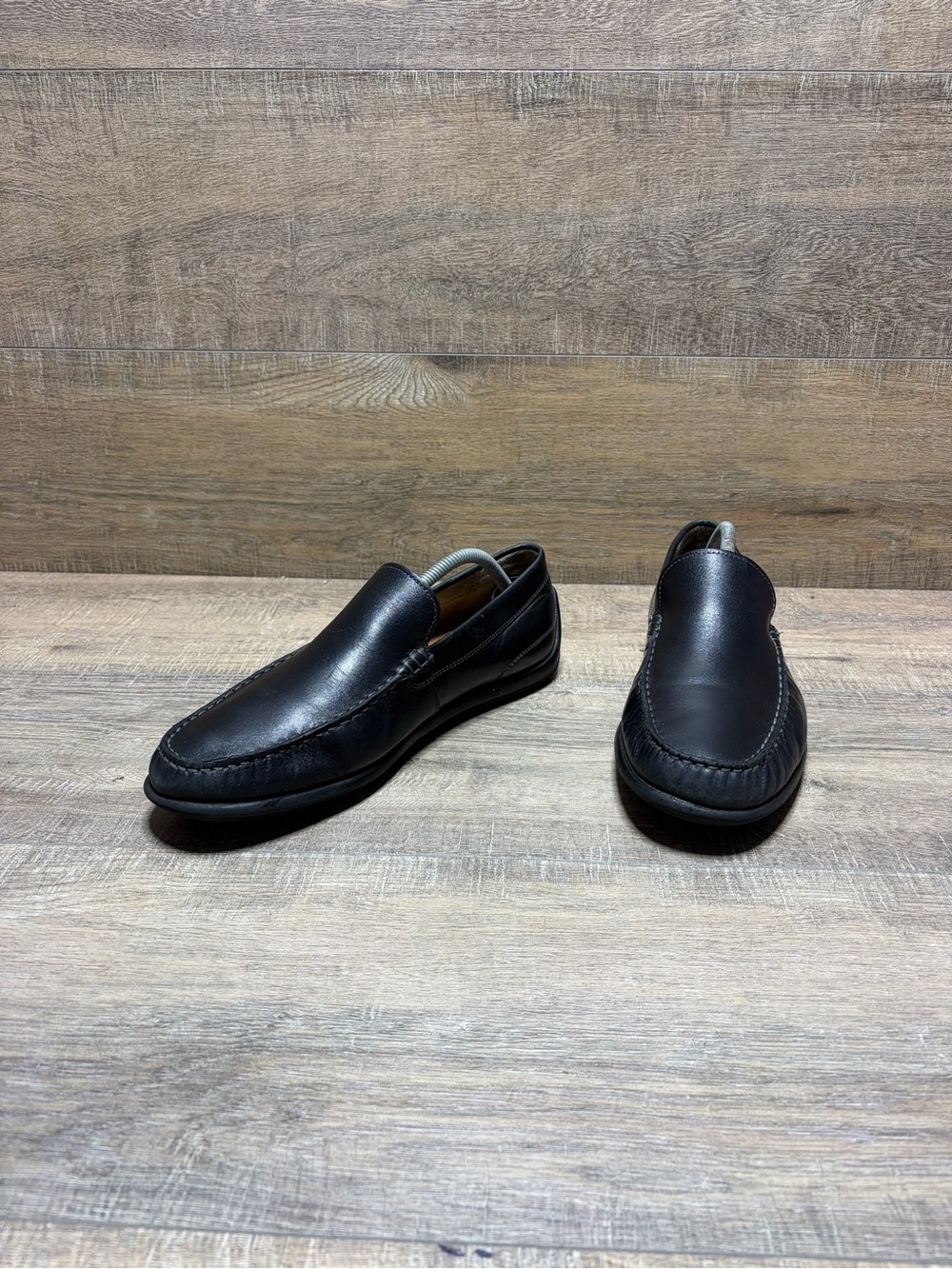 Ecco Black Leather Slip-On Moccasin Loafers